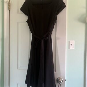 Classic Black Tie-Waist Women's Dress